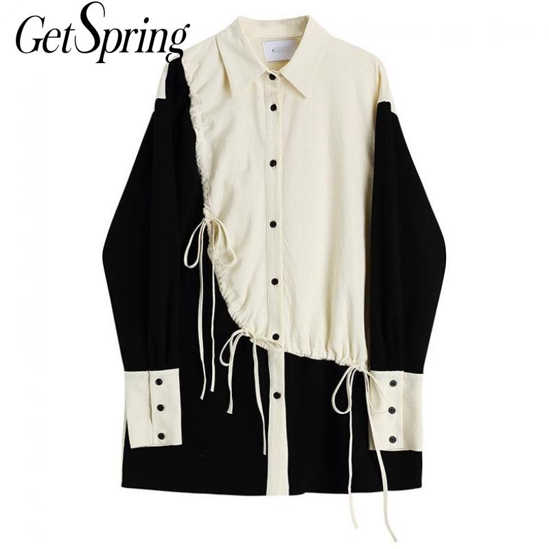 Getspring Women Blouse Bandage Patchwork Irregular Women' Long Sleeve Asymmetry Loose Female Shirt 210601, Beige
Getspring Women Blouse Bandage Patchwork Irregular Women' Long Sleeve Asymmetry Loose Female Shirt 210601, Beige