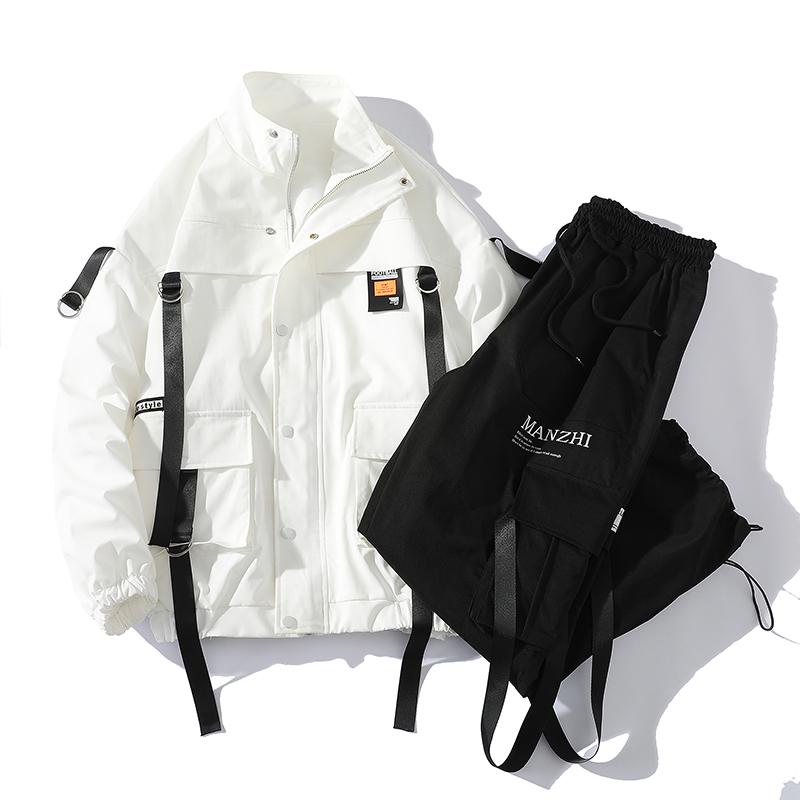Men's Tracksuits 2021 Streetwear Bomber Jacket Oversized Ribbon Casual Windbreaker+personality Overalls Two-piece Suit, Gray
Men's Tracksuits 2021 Streetwear Bomber Jacket Oversized Ribbon Casual Windbreaker+personality Overalls Two-piece Suit, Gray