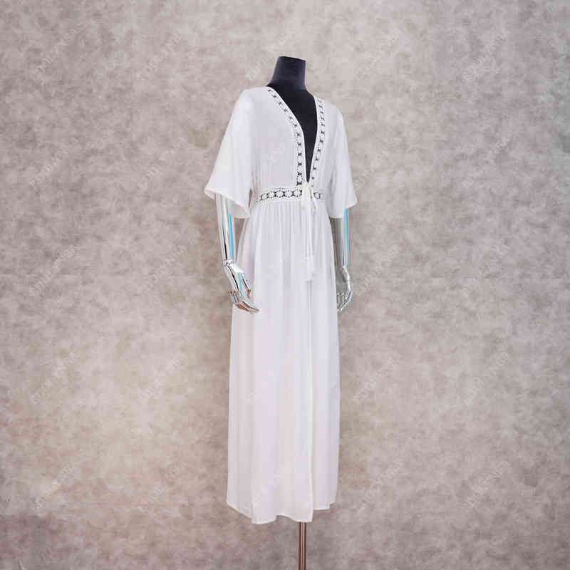 Tunics for Beach Swimsuit Cover up Women Swimwear Long Kaftan wear Pareo Dress Saida de Praia #Q1024 210420