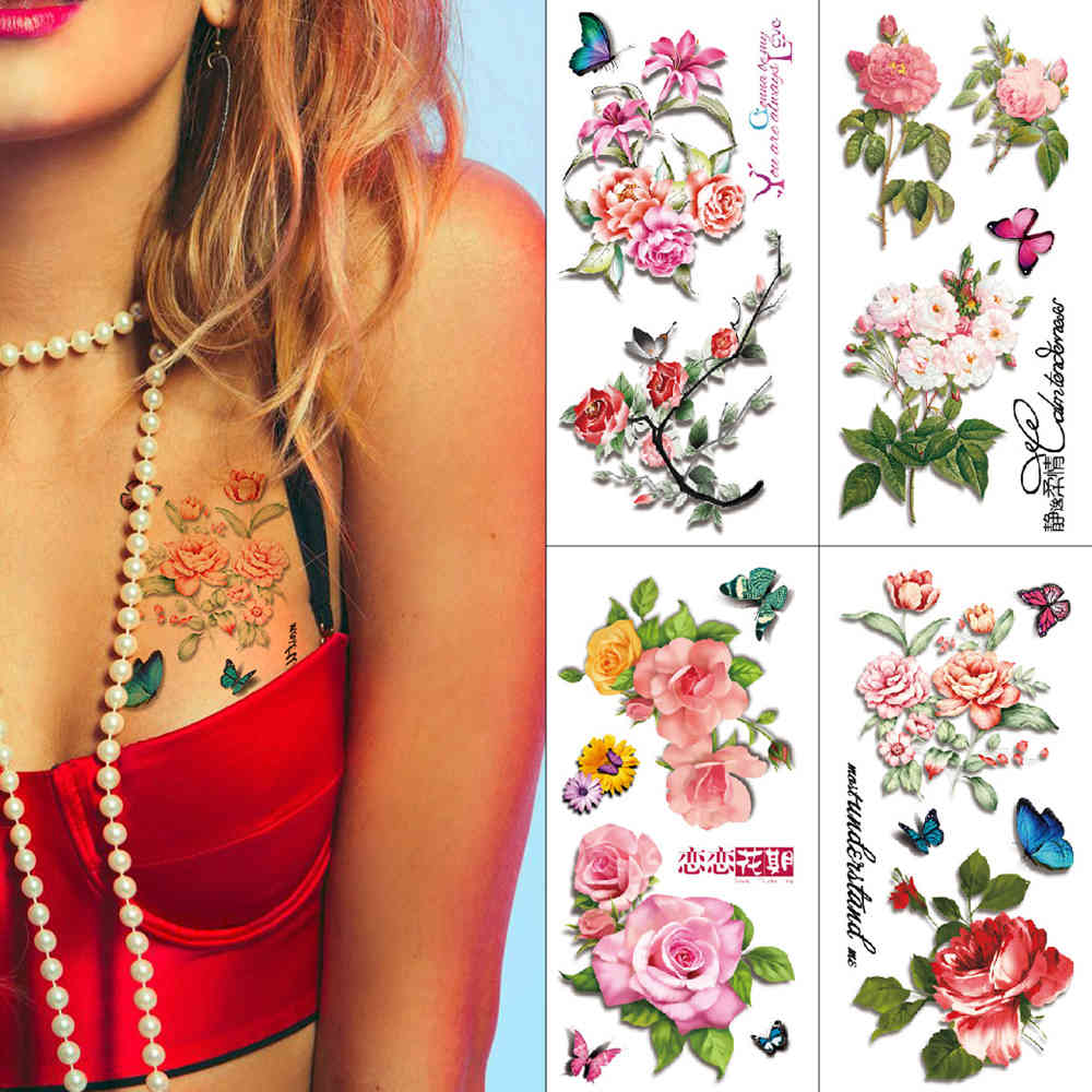 Flowers Temporary Tattoo Sticker sexy woman girl body waterproof fake Butterfly english word 3D realistic tattoos
Flowers Temporary Tattoo Sticker sexy woman girl body waterproof fake Butterfly english word 3D realistic tattoos