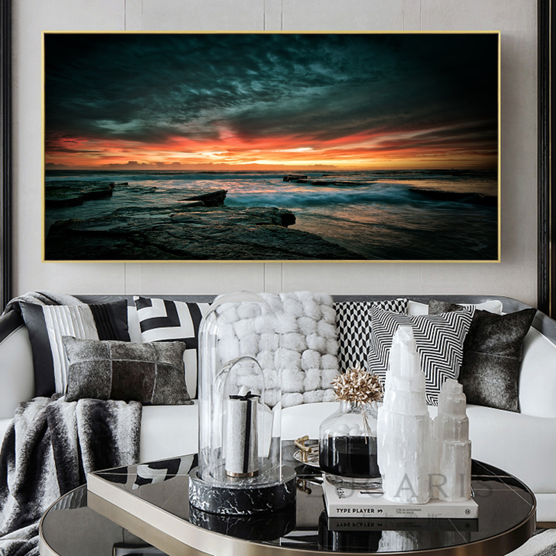 Sea Sunset Poster Landscape Prints Canvas Painting Wall Art Pictures For Living Room Canvas Indoor Decoration Decorative Cuadros