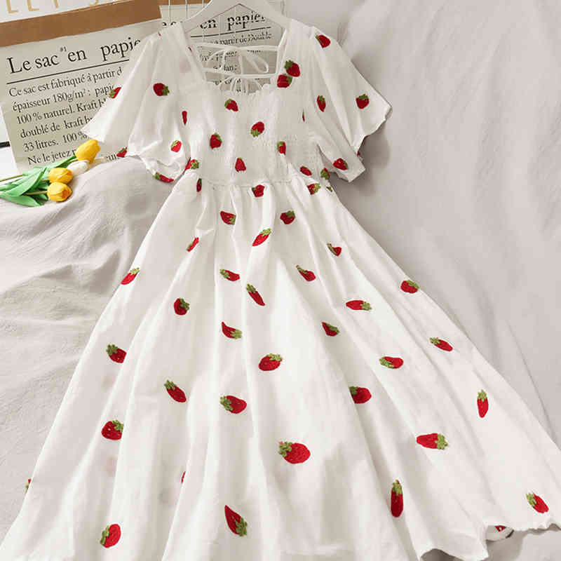 Lucyever Plus Size XXL Women's Dresses Summer White Printed Square Neck Long Dress Women Elegant Short Sleeve Party Vestidos 210521