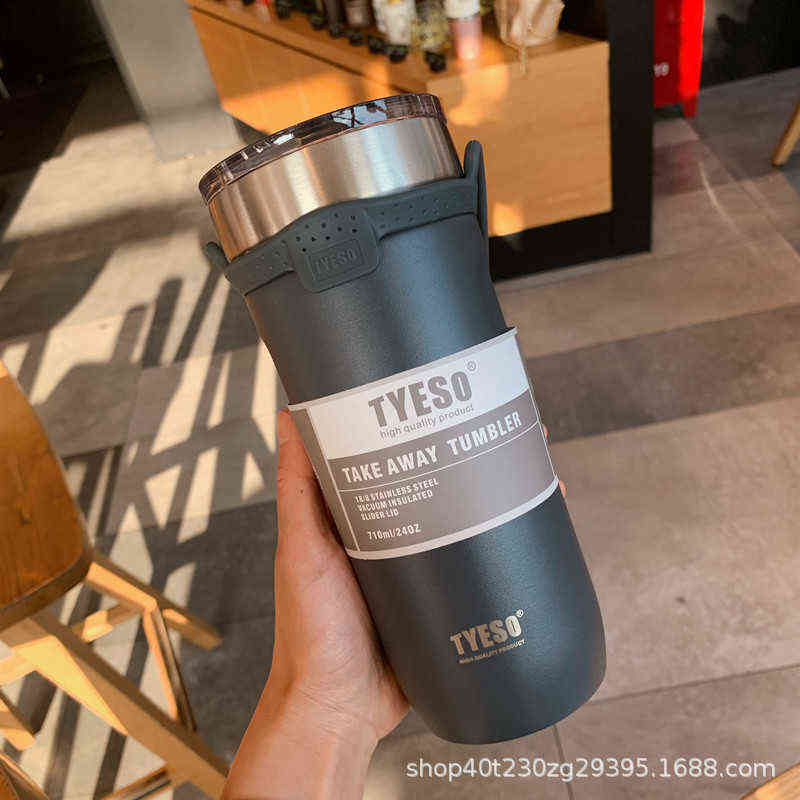 Double-Layer Water Bottle Vacuum Flask Ice Cup Stainless Steel Sports Portable Large-Capacity Mug Coffee Cups For Gifts 211109