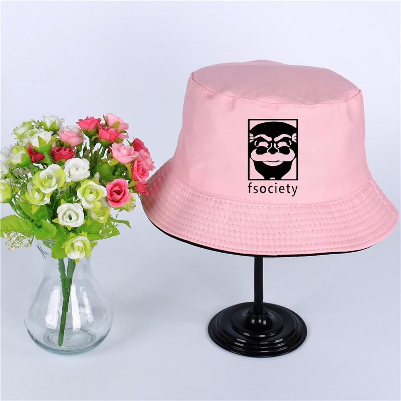 Cloches Mr Robot Fsociety Logo Summer Hat Women Mens Panama Bucket Design Flat Sun Visor Fishing Fisherman