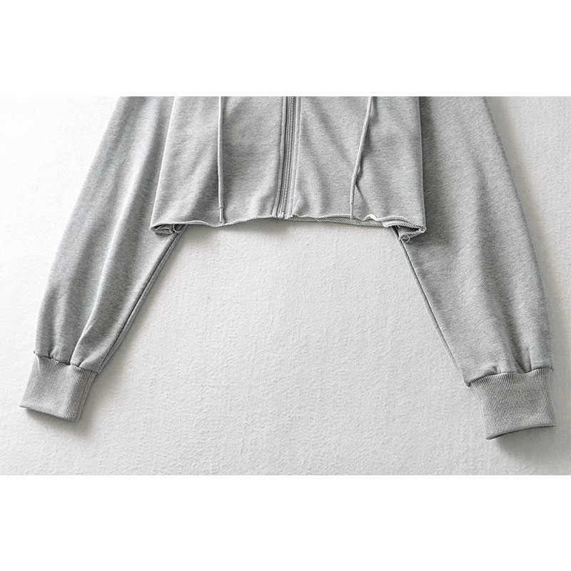 Sweatshirt Women Hooded Long Sleeve Jacket Spring Latest High Waist Loose Casual Cropped 210628