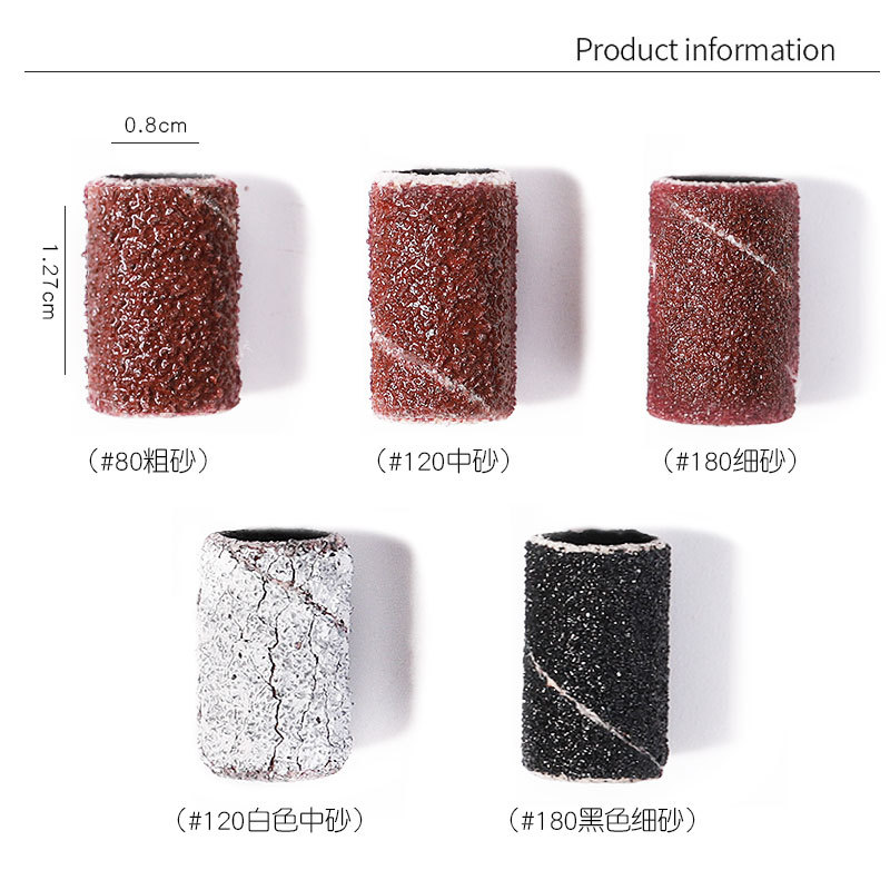100/125pcs Repalceable nail Sanding Bands #80 #120 #180 Zebra Sand Ring Bit for Manicure Pedicure nails files Drill Machine supply NAD031