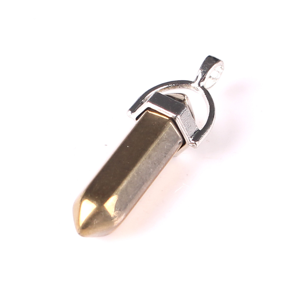 The colorful plating color Hexagon Prism Charms Pendants Crystal Clear Chakras Gem Stone fit earrings necklace making assorted