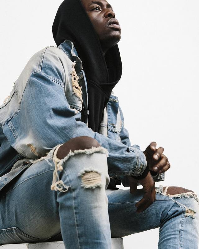 Slim Fit Ripped Jeans Men Hi-Street Mens Distressed Knee Holes Washed Destroyed Plus Size