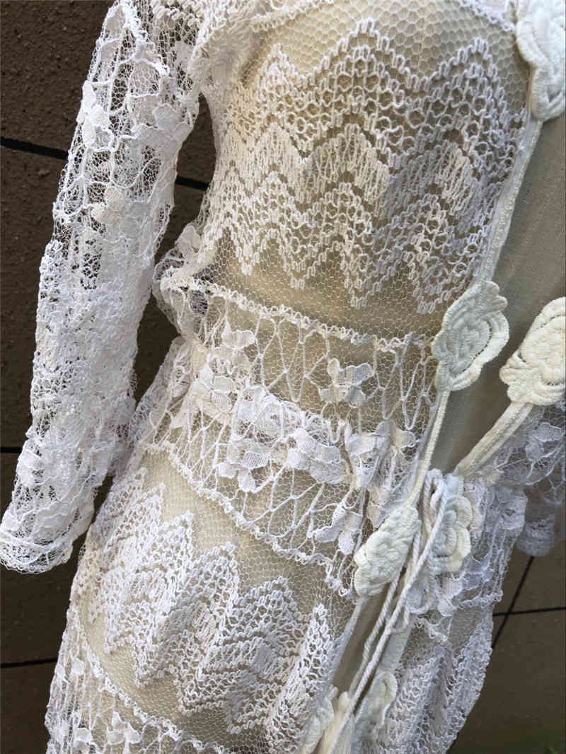 Long Lace Beach Cover up Robe de Plage Swimsuit Saida Praia longa Women Bathing suit cover Tunics for #Q532 210420