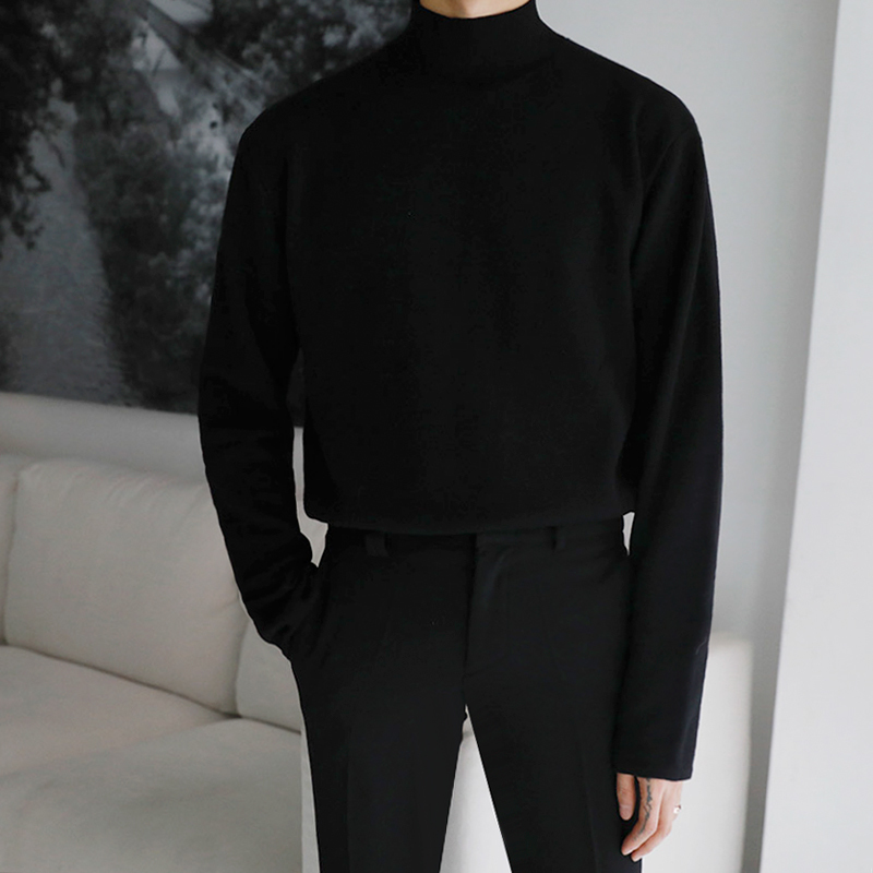 IEFB / men's wear solid color fashion long sleeve half turtleneck thin style sweater male's pullover korean sweater tops 9Y3270 210524