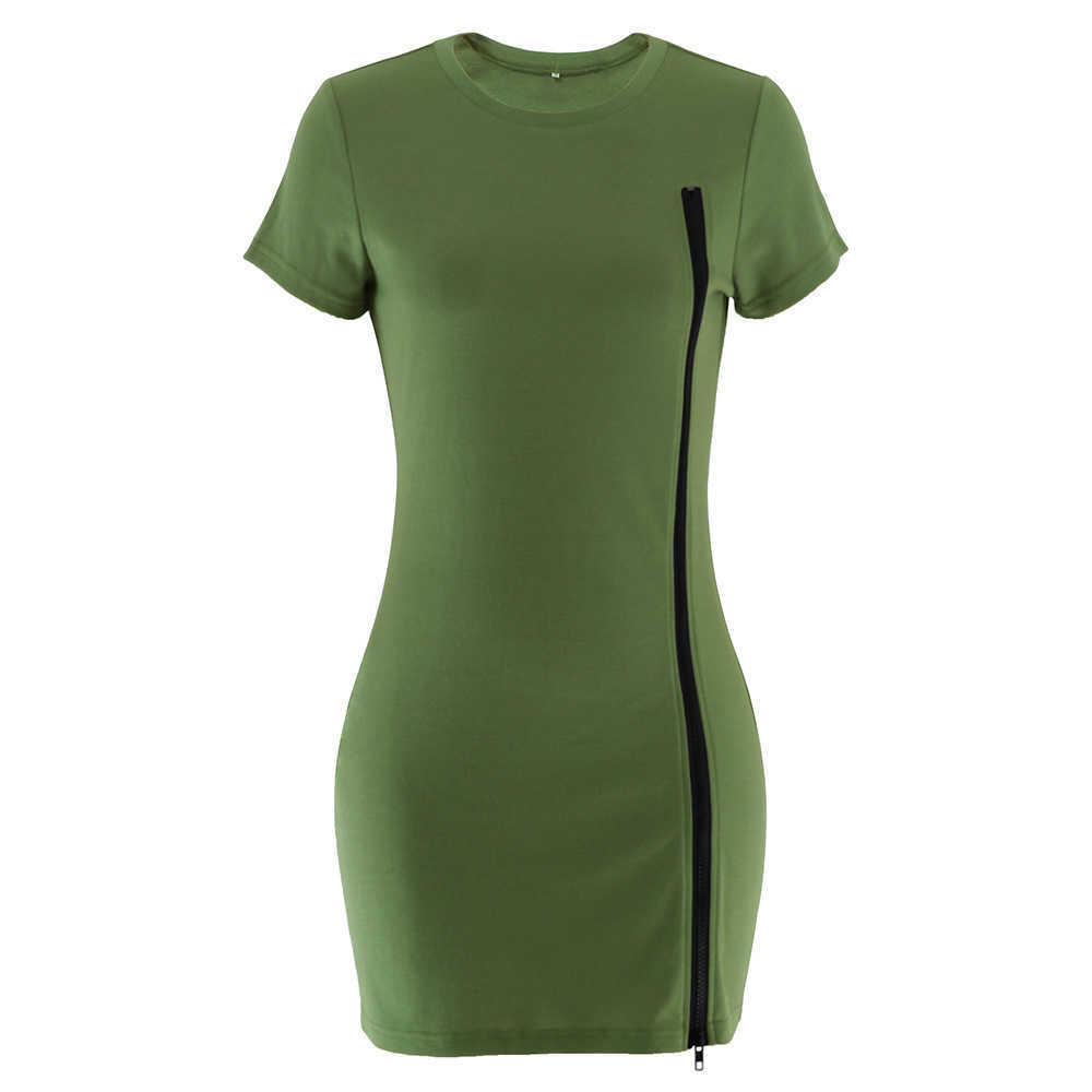 Summer woman dress fashion sports runway casual round neck short sleeve stretch slim fit hip plus size white mini dress 210630