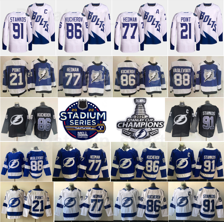 2022 Stadium Series Tampa Bay Lightning Jerseys Hockey 21 Brayden Point 91 Steven Stamkos Victor Hedman Nikita Kucherov Andrei Vasilevskiy Final 2021 Champions