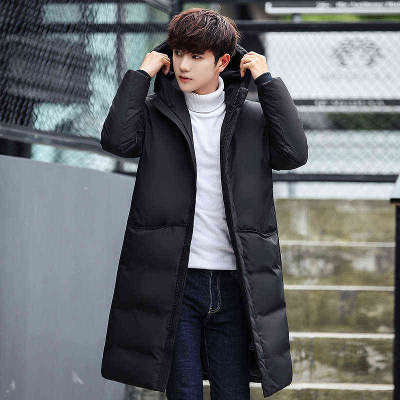 Down Parkas Men Long Jacket Thicken Windbreaker Hooded Warm Coat White Duck Hight Quality Winter 211216