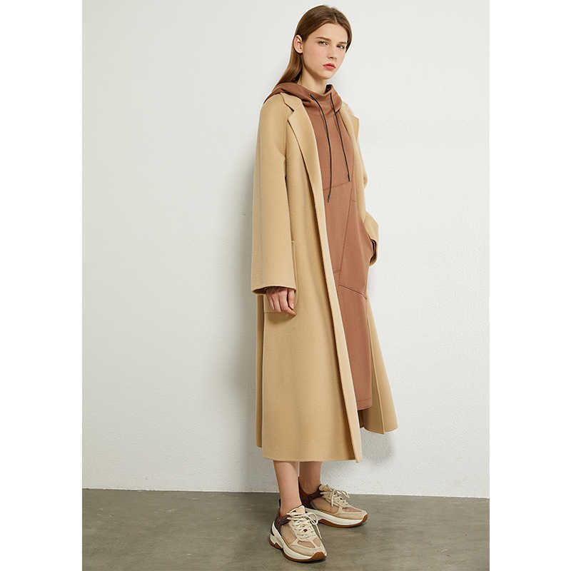 Minimalism Autumn Fashion Women Hoodies Causal Solid Hooded Loose Knee-length Dress Female Sweatershirt Tops 12040317 210527