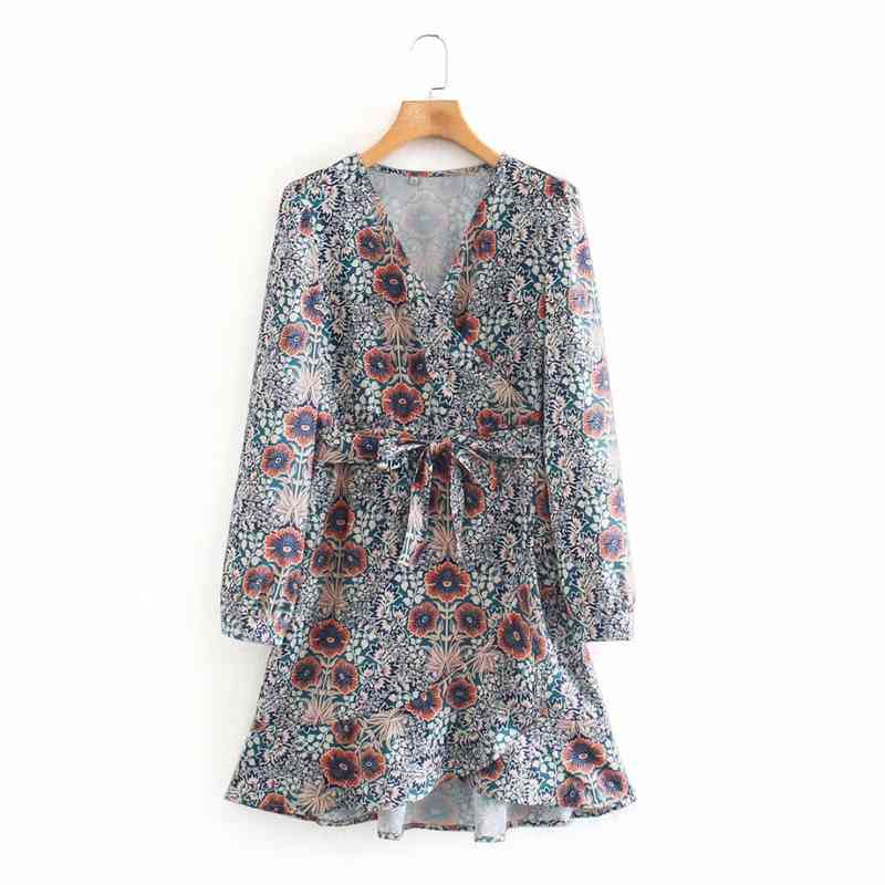 Women Fashion V neck Knee Length Dress Long Sleeve Floral Elegant Ruffles Party With Belt Female Casual NX9889 210525, Multi
Women Fashion V neck Knee Length Dress Long Sleeve Floral Elegant Ruffles Party With Belt Female Casual NX9889 210525, Multi