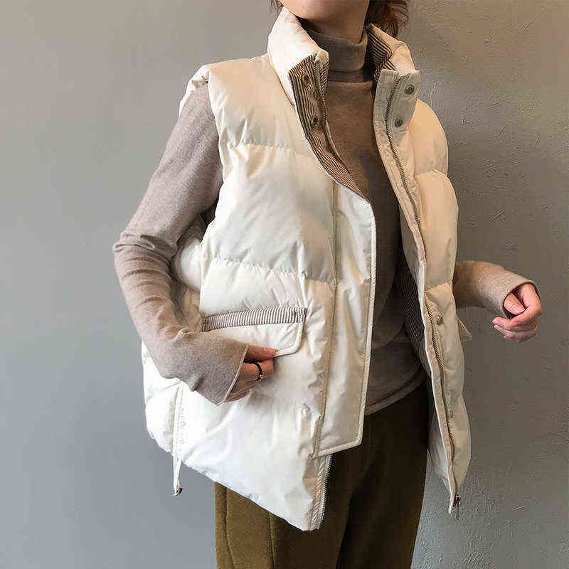 AZYT Cotton Down Women Vest Coat Stripe Thicken Winter Sleeveless Jacket Female Fashion Windproof Warm Waistcoat For 211120