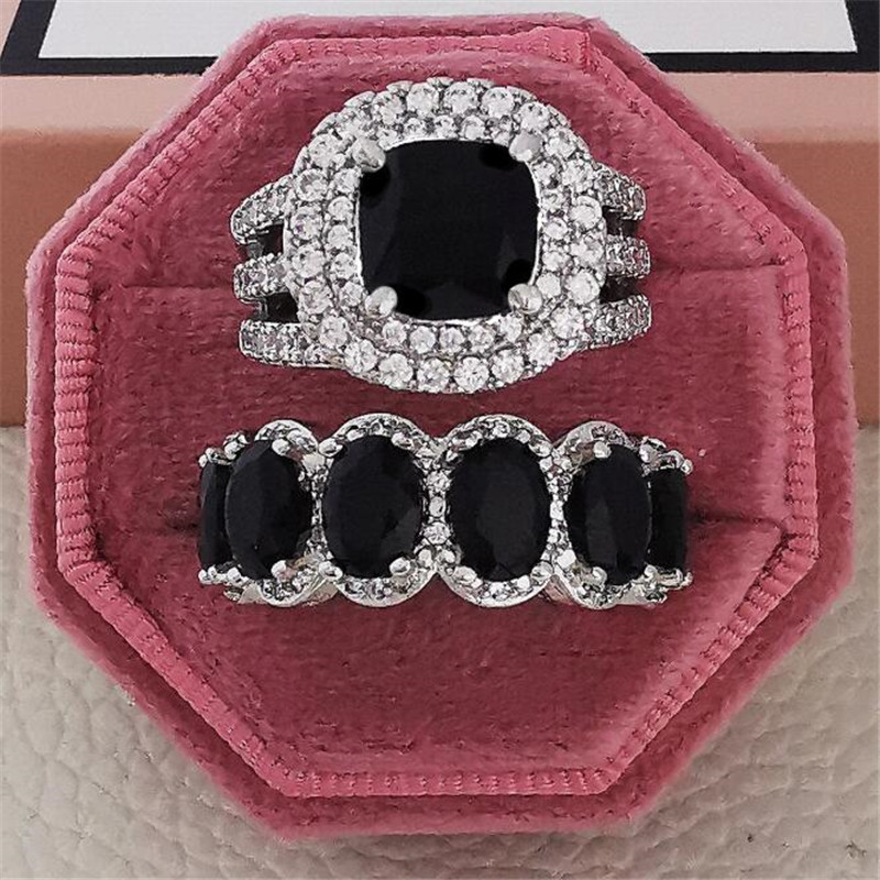 Handmade Wedding Rings: Sterg Sier Multi-Color Cubic Zirconia Eternity Bridal Set