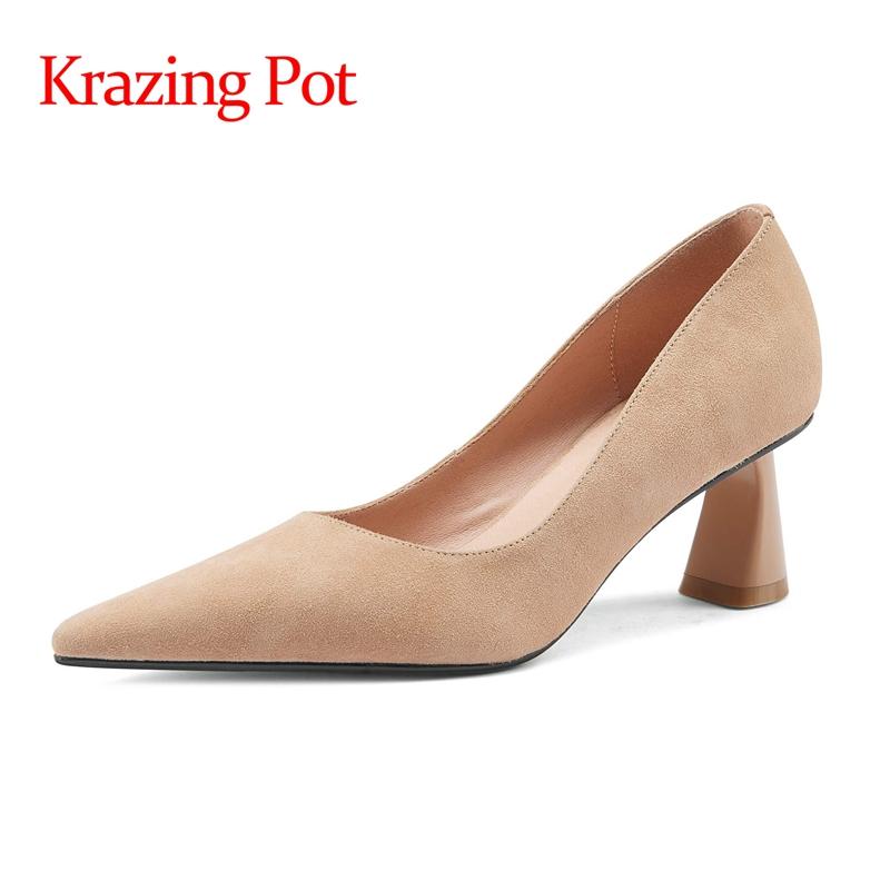Krazing Pot Big Size Sheep Suede Pointed Toe High Heels Shallow Strange Style Party Wedding Daily Wear Slip On Women Pumps L3f2 Dress Shoes, Black
Krazing Pot Big Size Sheep Suede Pointed Toe High Heels Shallow Strange Style Party Wedding Daily Wear Slip On Women Pumps L3f2 Dress Shoes, Black