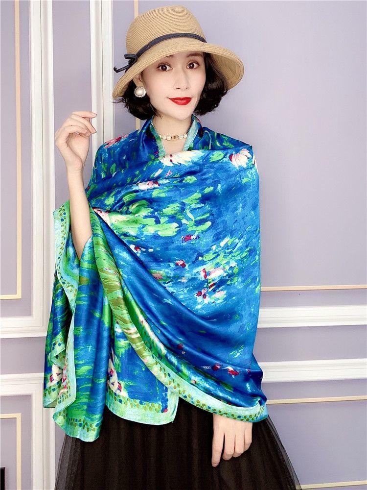 Scarves Spring Sun Protective Scarf Women Designer Floral Print Silk Stole Foulard Femme Swimwear Pareo Cover-ups Summer Beach Sarong
Scarves Spring Sun Protective Scarf Women Designer Floral Print Silk Stole Foulard Femme Swimwear Pareo Cover-ups Summer Beach Sarong