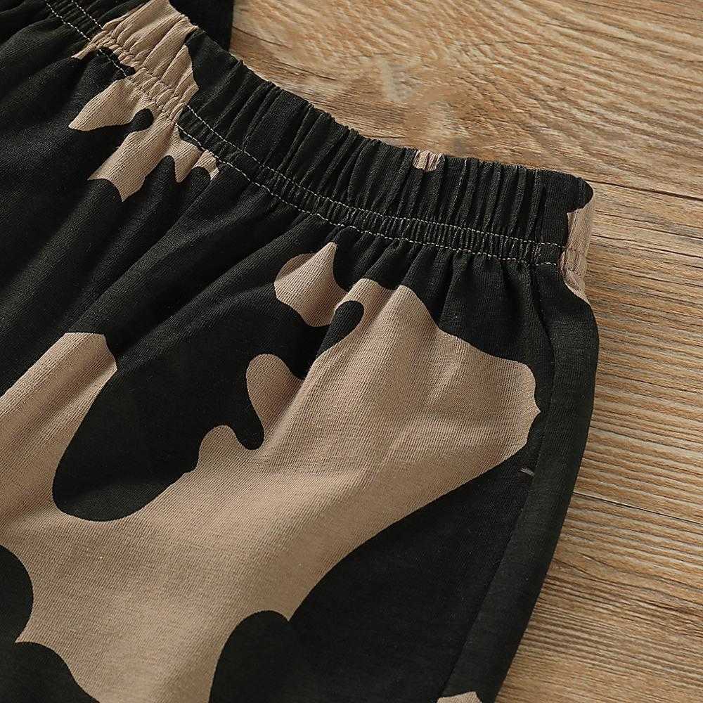 Summer 2-piece Baby Toddler Boy Letter Print Camouflage Tee and Shorts Set Clothing 210528