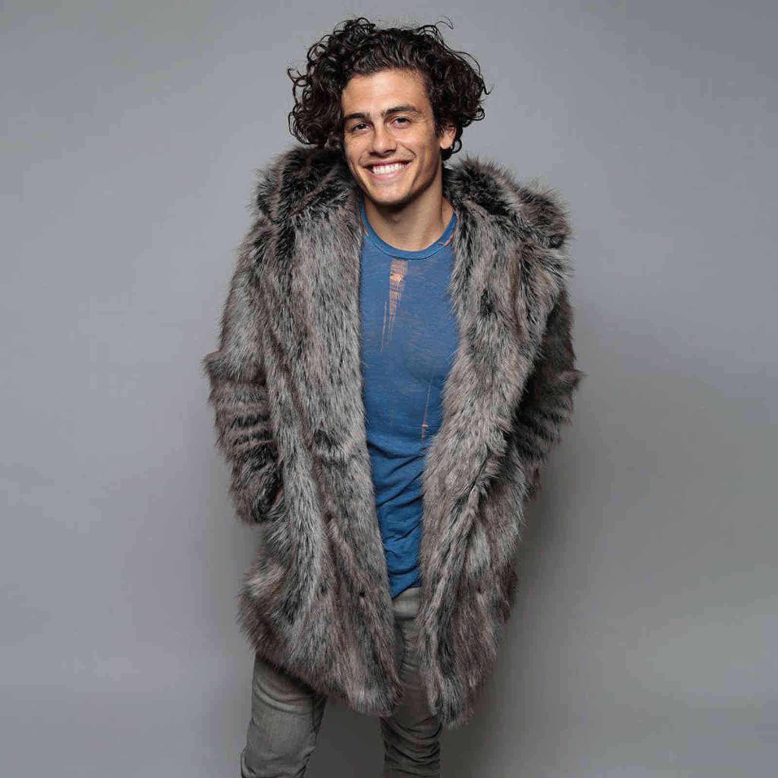 Winter Fashion Mens Clothing Warm Thick Coat Jacket Faux Fur Parka Hooded Jacket Outwear Cardigan Oversized Overcoat #g3 211111