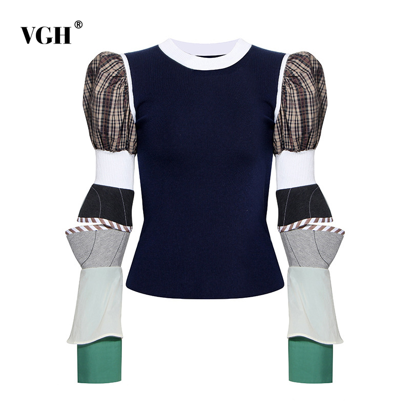 VGH Casual Patchwork Plaid Knitted Tops Female Puff Sleeve Removable Long Sleeves Sweater Women Fashion Clothes 2021 Autumn New, As picture
VGH Casual Patchwork Plaid Knitted Tops Female Puff Sleeve Removable Long Sleeves Sweater Women Fashion Clothes 2021 Autumn New, As picture