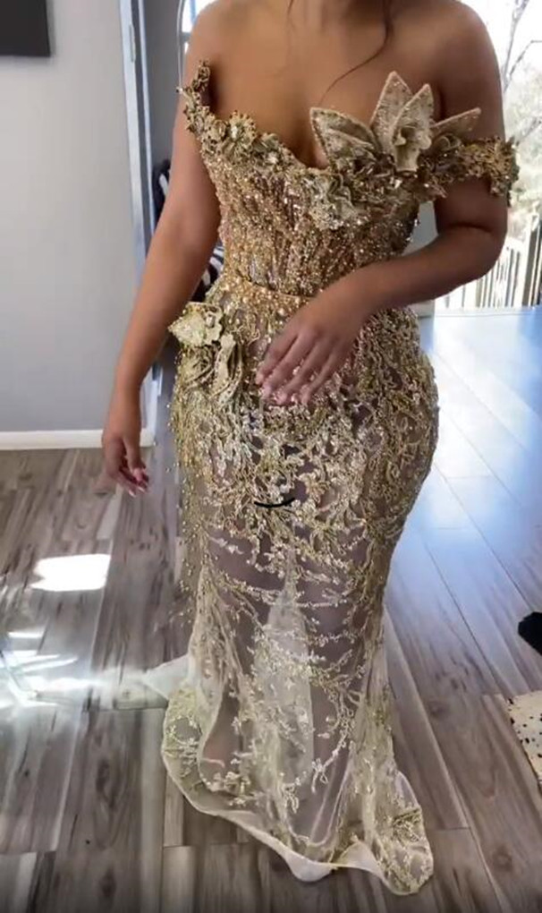 2021 Plus Size Arabic Aso Ebi Luxurious Gold Mermaid Prom Dresses Lace Beaded See Through Evening Formal Party Second Reception Gowns Dress ZJ4225