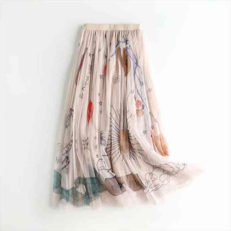 mesh tulle elastic womens skirts high waist graffiti print long a-line pleated saias femme maxi, Black
mesh tulle elastic womens skirts high waist graffiti print long a-line pleated saias femme maxi, Black
