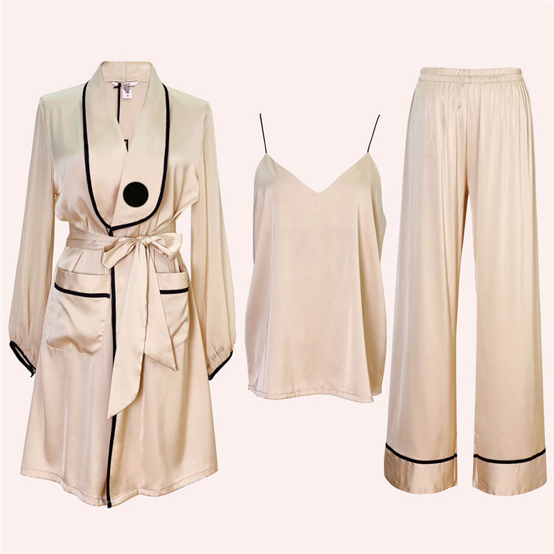 Luxury Letter Printed Women Pajamas Home Clothing Lace Up Bath Robe Suspender Tops Soft Elastic Trousers Cardigan Sleepwear 3 Piece Set
Luxury Letter Printed Women Pajamas Home Clothing Lace Up Bath Robe Suspender Tops Soft Elastic Trousers Cardigan Sleepwear 3 Piece Set
