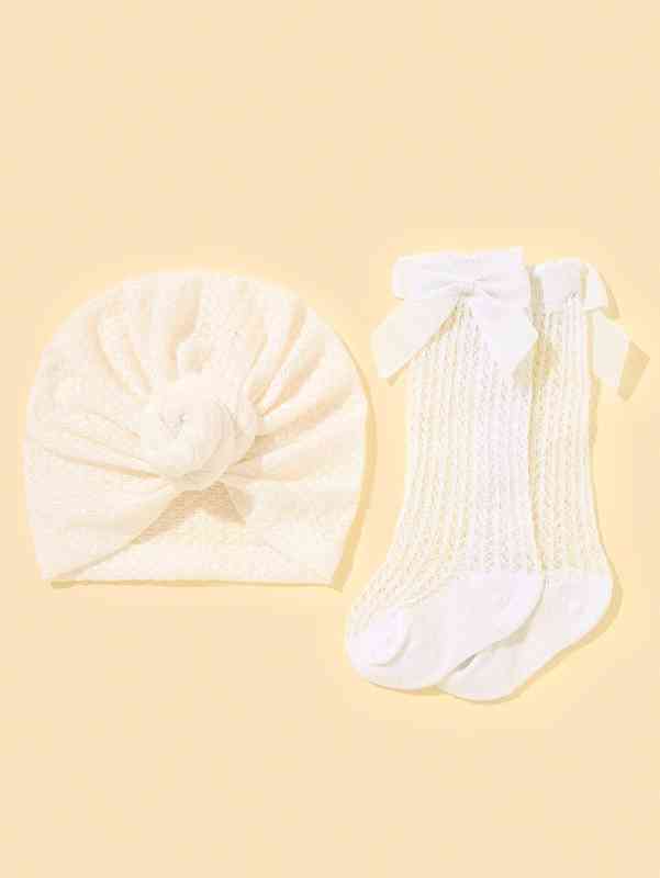 Baby Bow Decor Socks & Head Wrap SHE02