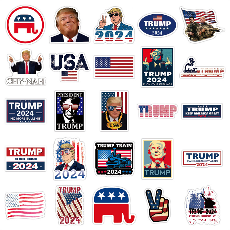 50 PCS Motorcycle DIY Famous Personage Stickers US President Trump Graffiti Decal Luggage Guitar Cup Car Scooter Fridge Toys Skateboard Helmet