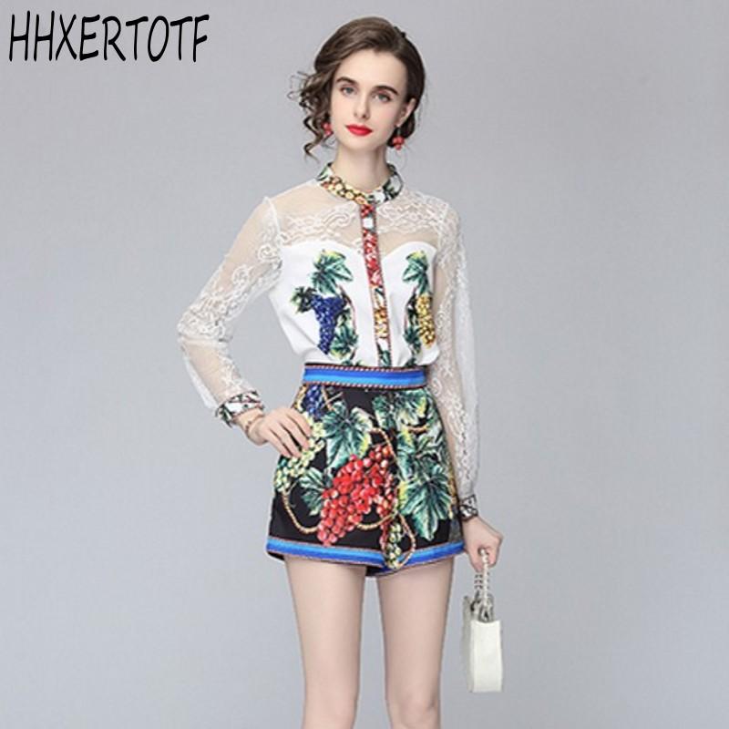 Summer Korean Fashion Retro Grape Print Lace Stitching Shirt + High-waist Wide-leg Shorts Two-piece Casual Women's Suit Tracksuits, Gray
Summer Korean Fashion Retro Grape Print Lace Stitching Shirt + High-waist Wide-leg Shorts Two-piece Casual Women's Suit Tracksuits, Gray