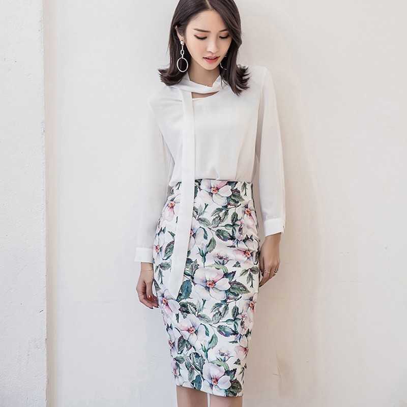 High Waist Floral Print Skirts Vintage Elegant Office Lady Bodycon Women Summer Pencil Korean harajuku 210621