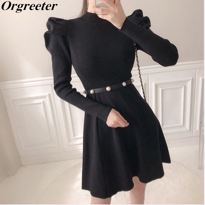 Year Knitted Party Dress Korean Style Simple Temperament Ruched Puff sleeve A-line Bottoming Sweater 210525, Burgundy
Year Knitted Party Dress Korean Style Simple Temperament Ruched Puff sleeve A-line Bottoming Sweater 210525, Burgundy