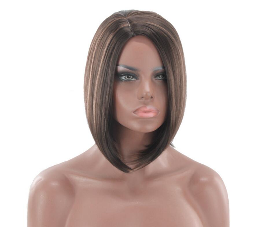 Fashion Short BOB Synthetic Straight Brown wig Hairstyle Hightemperature Cosplay Hair for Ladys