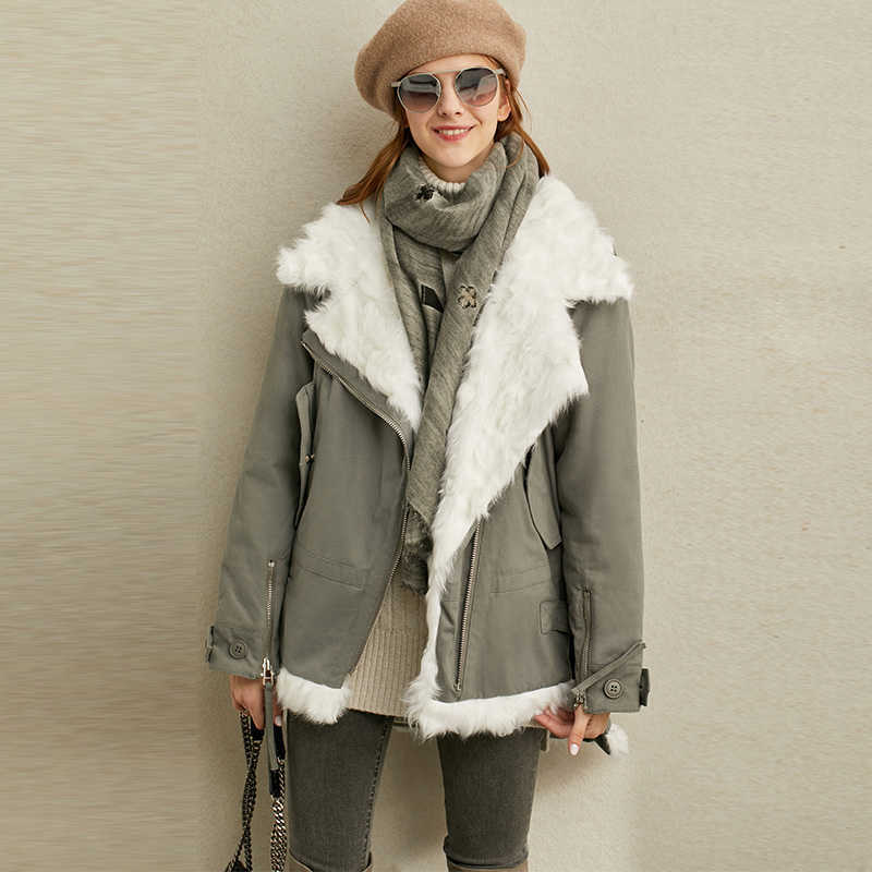 Wool Fur Coat Winter Women Lapel Zipper Solid Female Thick Jackets 11920269 210527