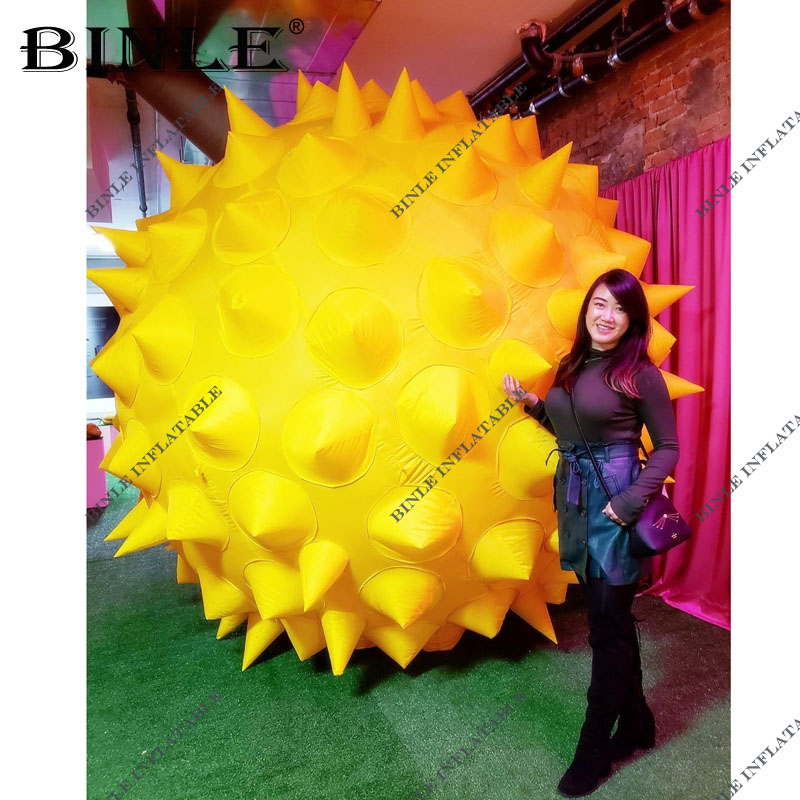 Supply complete giant inflatable durian with different colors for spiky parts a body custom fruit model to store promotion