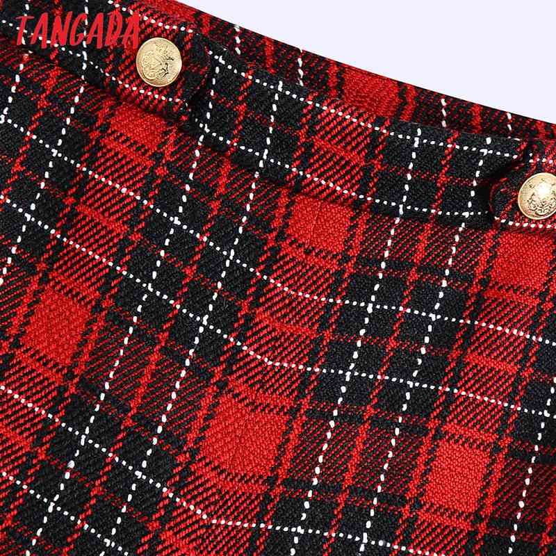 Women Elegant Plaid Tweed Side Zipper Pockets Female Retro Casual Shorts Pantalones BE449 210416