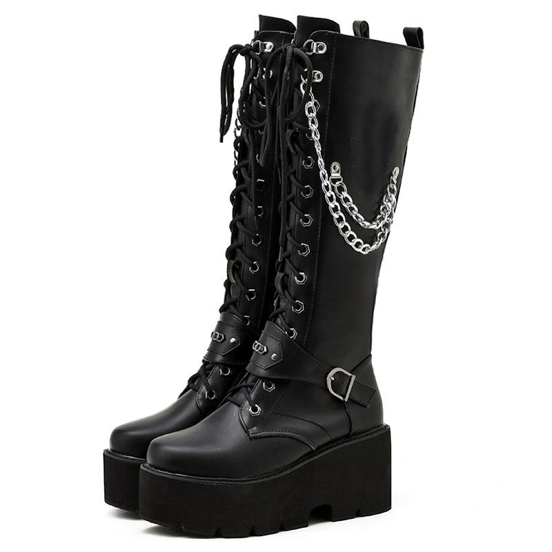 Boots Demonia Wedges Shoes On Platform For Women 2021 Round Toe Chain Goth Boot Punk Style Ladies, Black
Boots Demonia Wedges Shoes On Platform For Women 2021 Round Toe Chain Goth Boot Punk Style Ladies, Black