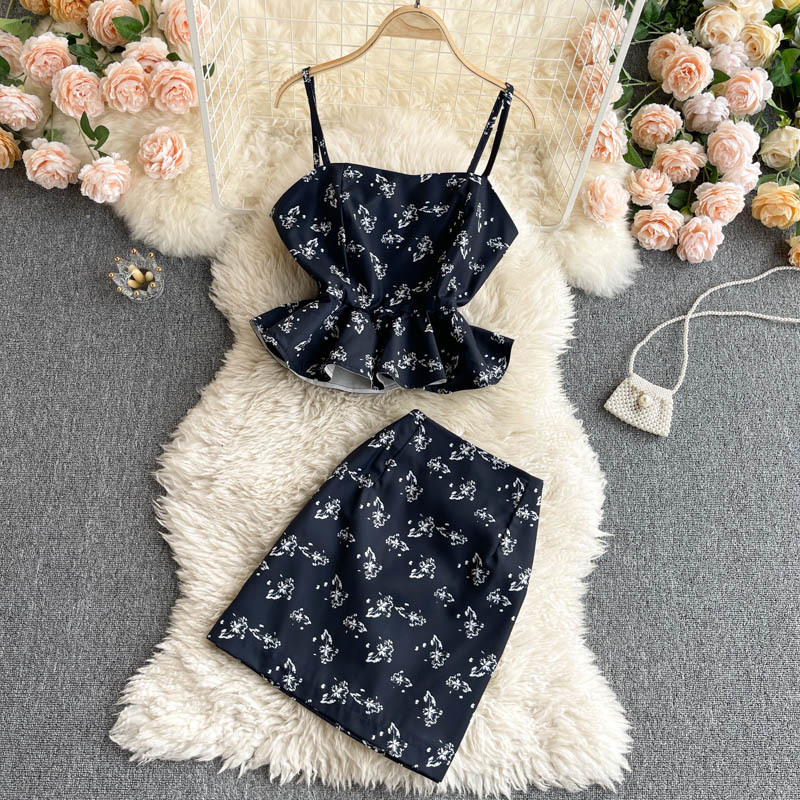 Two Piece Dress Women Fashion Sexy Wear Sweet Sleeveless Print Camisole Tops + High Waist Skirt Two-piece Sets S174 UEQP, Black
Two Piece Dress Women Fashion Sexy Wear Sweet Sleeveless Print Camisole Tops + High Waist Skirt Two-piece Sets S174 UEQP, Black