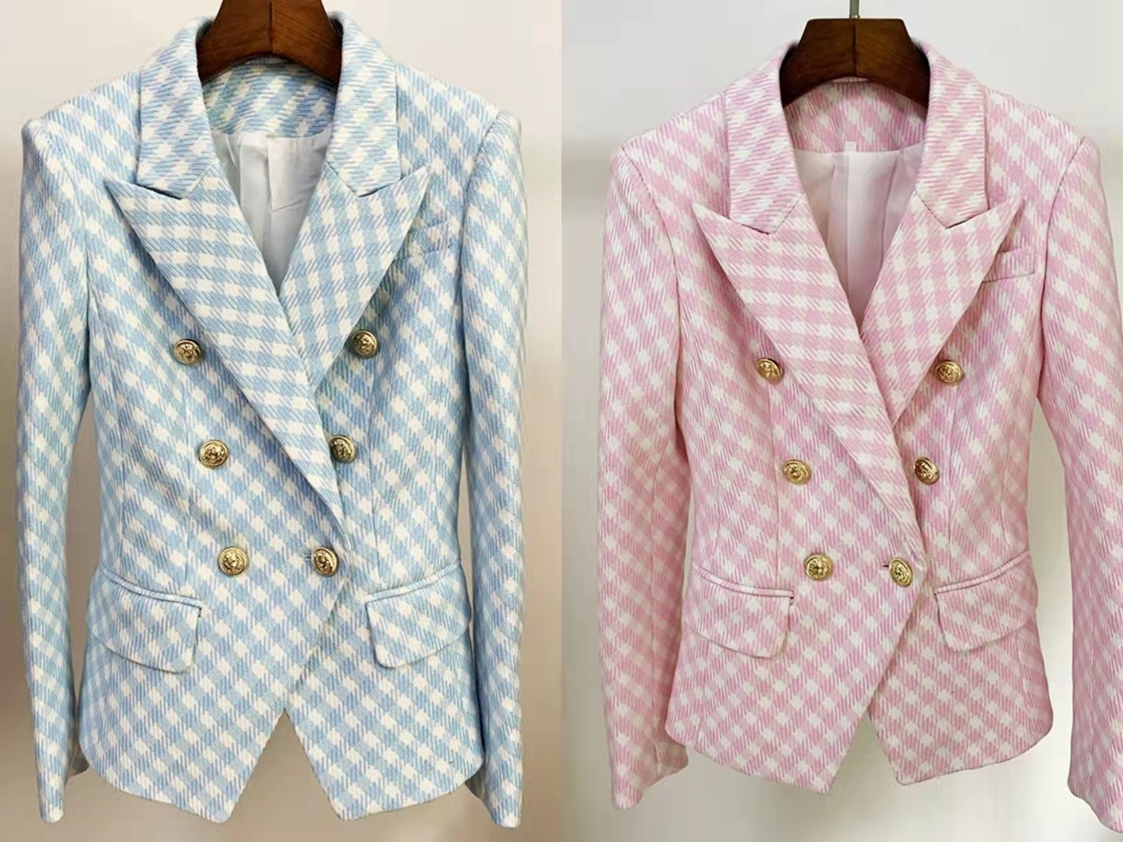 European and American high-quality ladies blazers lion button plaid slim fit, As picture
European and American high-quality ladies blazers lion button plaid slim fit, As picture