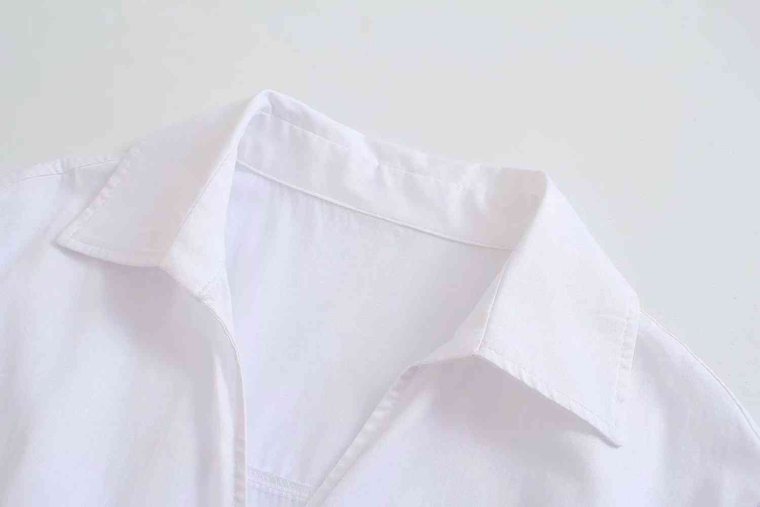 Summer Short-sleeved Lapel White Female Dress French Folds Waist Chic Sweet Women's Culottes 210507