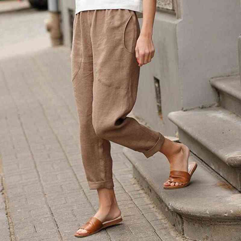 White Pants Woman High Waisted Black Green Cotton Plus Size Harem Spring Clothes Joggers Vintage Streetwear Work 211215
