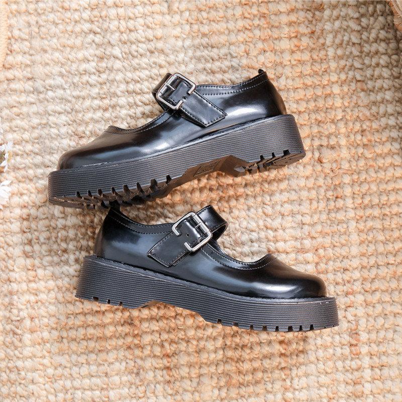 Dress Shoes Lolita Chunky Heel Platform Mary Jane Women Round Toe Black Buckle Strap High Goth 2021