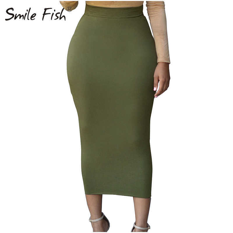 Skinny Brown Black Street Elastic Skirts Party Nitgt Club High Waist Midi Sexy Bodycon Slim Long Skirt Pencil Women G2310 210619