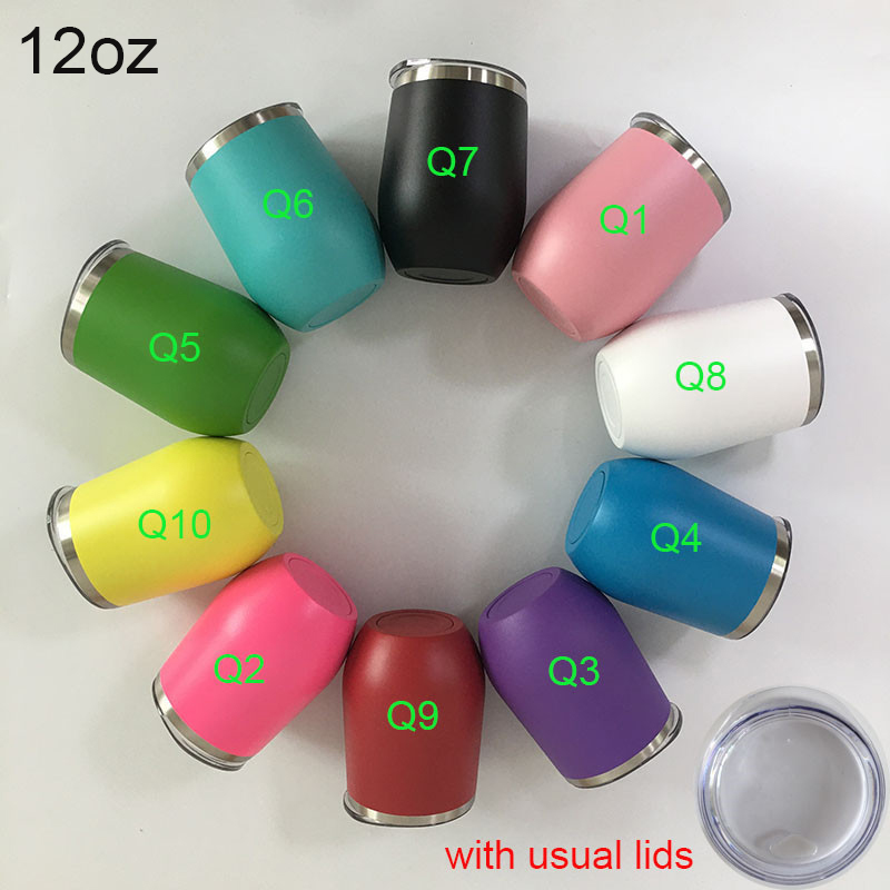 6oz 12oz Egg g Insulated Vacuum Tumbler 304 Stainless Steel Cup lti Color Coffee gs Wine Glasses With Lid Free shipping