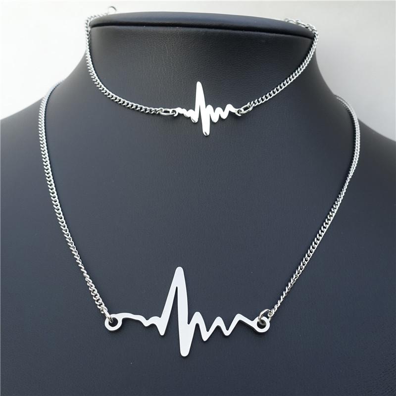 Earrings & Necklace Stainless Steel Electrocardiogram Jewelry Set Bracelet For Women Girls 12 Sets / Lot, Silver
Earrings & Necklace Stainless Steel Electrocardiogram Jewelry Set Bracelet For Women Girls 12 Sets / Lot, Silver