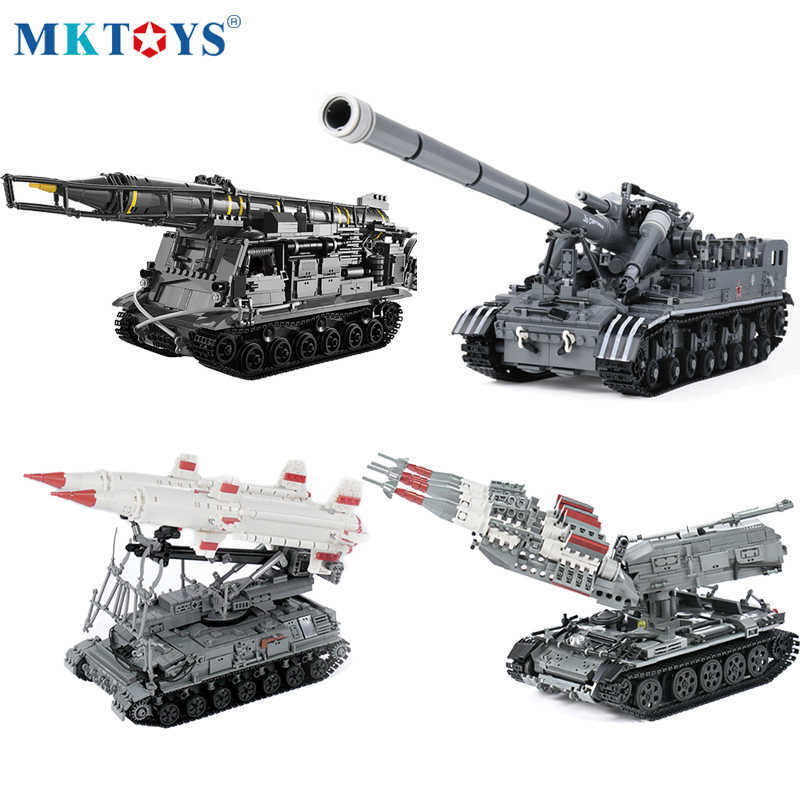 MKTOYS WW2 Military German Army Building Bricks Battle Tank Transport Truck Vehicle Blocks HX-81 World War SLT Mammut Gifts Y0808