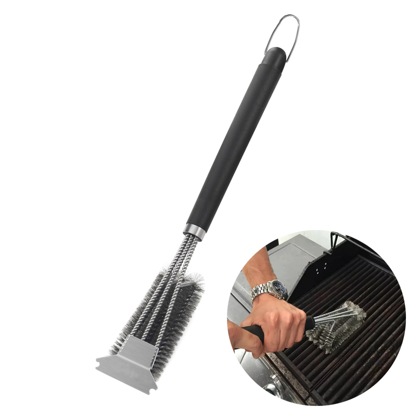 1PC Grill Cleaning Brush BBQ Tool Grill Brush 3 Stainless Steel Brushes In 1 Cleanin BBQ Accessories Best Cleaner Barbecue