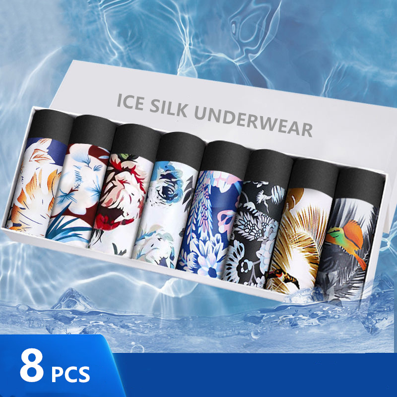 8pcs/lot Mens Underwear Ice Silk Print Underwear Summer Breathable Ultra-Light Mid-Waist Boxer Shorts Trendy Sexy Pants, 8pcs-random black a
8pcs/lot Mens Underwear Ice Silk Print Underwear Summer Breathable Ultra-Light Mid-Waist Boxer Shorts Trendy Sexy Pants, 8pcs-random black a